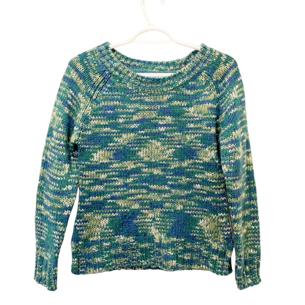 Clockhouse chunky knit multicolour sweater with elbow patches granola girl